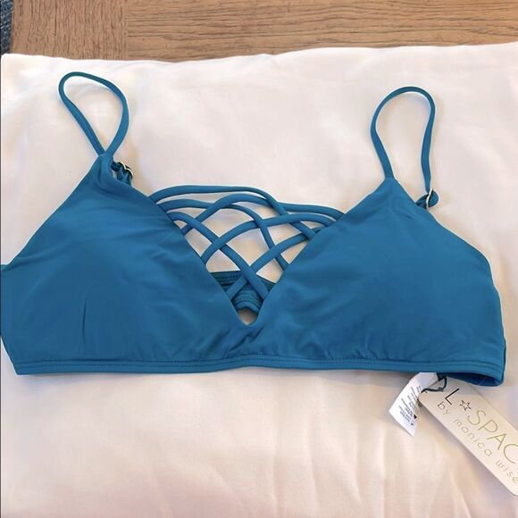 L SPACE BY MONICA WISE Blue Strappy Bralette - Picture 1 of 7